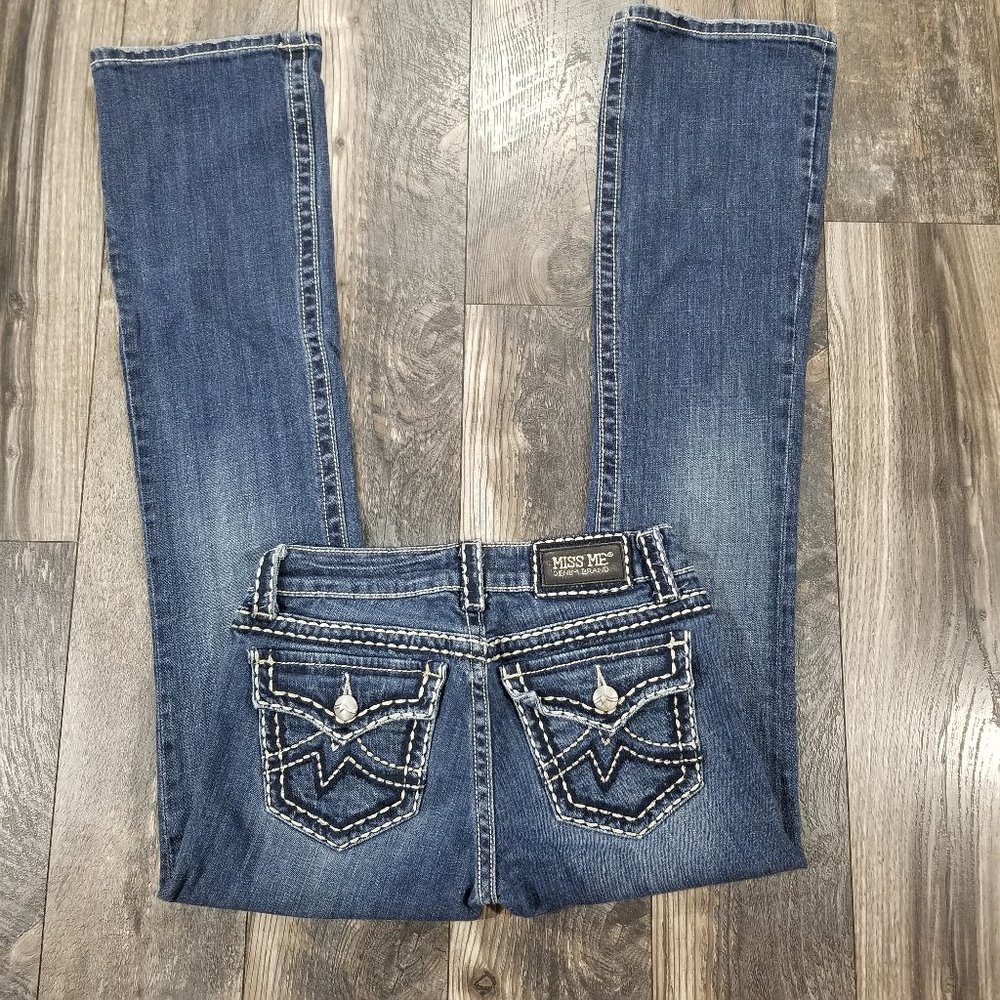 Miss Me Irene Boot Cut 27 Jeans Flap Pocket Buckle